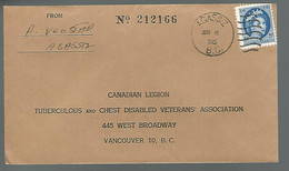 59586) Canada Postmark Cancel Duplex Agassiz 1956 - Covers & Documents