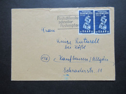 Saarland 1953 Nr.341 (2) MeF Internationale Saarmesse Werbestempel Postschliessfach Schneller Postempfang - Lettres & Documents