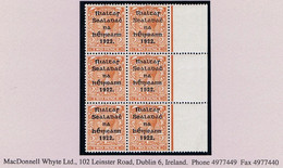 Ireland 1922 Thom Rialtas Ovpt In Black On 2d Die 2, A Marginal Block Of 6 Mint Unmounted - Neufs