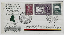 Belgie - Belgique FDC 987/89 - Mozart - 1956 - 1951-1960