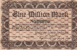 Billet De Necessité Allemand  - Eine Million Mark  Provinz Birkenfeld   1923 - 1 Mio. Mark