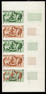 WALLIS & FUTUNA(1960) Kava Ceremony. Trial Color Proofs In Strip Of 5. Scott No 155, Yvert No 157B. - Imperforates, Proofs & Errors