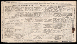 ETATS UNIS(1870) Optique. Vins. Sel. Fusils. Poisson Fumé. Rare Pli Avec Publicités Multiples Au Dos, - Souvenirkarten