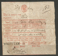 GERMANY / PRUSSIA. 1833. WRIETZEN CANCEL ON POSTAL RECEIPT. USED. - 1800 – 1899