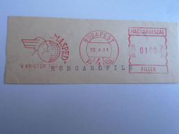 D191680   Hungary MASPED   Budapest  1972- 0100 Filler  RED METER  FREISTEMPEL  EMA - Timbres De Distributeurs [ATM]