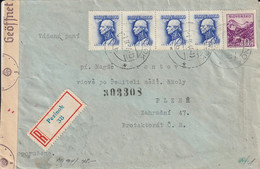 Slovaquie Lettre Recommandée Censurée Pezinok 1945 - Storia Postale