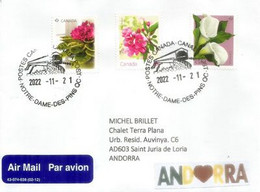 Belle Lettre Du Canada 2022 (fleurs)  Adressée Andorra (Principat) - Lettres & Documents