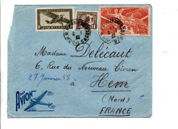 COCHINCHINE AFFRANCHISSEMENT COMPOSE SUR LETTRE DE SAÏGON POUR LA FRANCE 1948 - Lettres & Documents