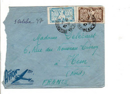 COCHINCHINE AFFRANCHISSEMENT COMPOSE SUR LETTRE DE SAÏGON POUR LA FRANCE 1947 - Covers & Documents