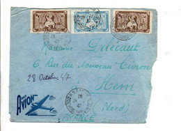 COCHINCHINE AFFRANCHISSEMENT COMPOSE SUR LETTRE DE SAÏGON POUR LA FRANCE 1947 - Covers & Documents