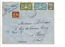 COCHINCHINE AFFRANCHISSEMENT COMPOSE SUR LETTRE DE SAÏGON POUR LA FRANCE 1947 - Covers & Documents