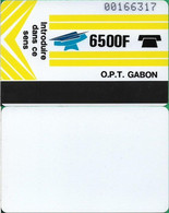 Gabon - OPT (Autelca) - New Logo (Yellow), White Reverse - Cn. 00xxxxxx Dashed Ø, WithOUT Yellow Line, 6.500Fcfa, Used - Gabun