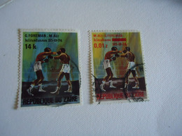 ZAIRE  USED  STAMPS 2  SPORTS BOXING OVERPRINT  WITH POSTMARK - Autres & Non Classés