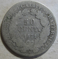 50 Centimes Cérès 1871 A Paris, En Argent - 1870-1871 Gouvernement De La Défense Nationale