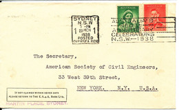 Australia Cover Sydney 23-3-1938 Coronation Set Sent To USA - Lettres & Documents