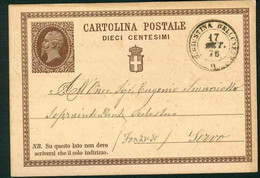 CLG229 - STORIA POSTALE CARTOLINA POSTALE DIECI CENTESIMI 1876 - FONZASO - VITTORIO EMANUELE II INTERO POSTALE - Entiers Postaux