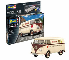 Revell - SET VW Volkswagen T1 DR. OETKER Combi + Peintures + Colle Maquette Kit Plastique Réf. 67677 Neuf NBO 1/24 - Autos