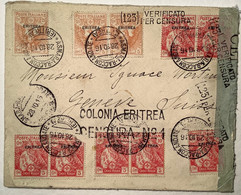 RARE RED CROSS  "ASMARA ERITREA 1916"Sa.41 44 Croce Rossa Censored Cover (lettera Censura Erythrée Lettre Croix Rouge - Eritrea