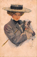 Ab6712 - VINTAGE POSTCARD - Glamour Ladies Donnine  ARTIST SIGNED Fisher DOG - Fisher, Harrison