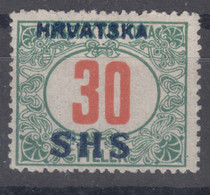 Yugoslavia, Kingdom SHS, Issues For Croatia 1918 Porto Mi#33 Mint Never Hinged - Neufs