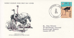 1978 Niger WWF Ostrich Birds  First Day Cover - Straussen- Und Laufvögel