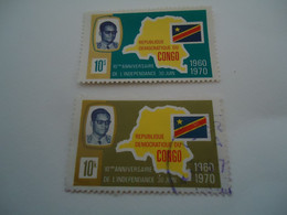 CONGO  USED  MNH  STAMPS 2  FLAGS - Sonstige & Ohne Zuordnung