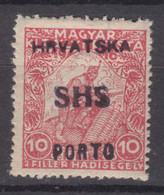 Yugoslavia Kingdom SHS, Iss. For Croatia, Zagreb Porto Provisorium, Mint Hinged - Neufs