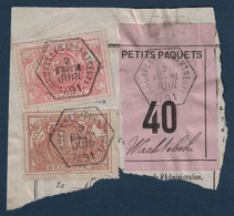 FRAGMENT Avec ETIQUETTE PETITS PAQUETS TIMBRE CHEMINS DE FER CACHET ANVERS (EST) > BRUGES 1891 - Dokumente & Fragmente