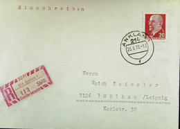 DDR: R-Fern-Brf Mit Selbstbed.-R-Zettel 50 Pf 214 Anklam 1 (413) -mit Einliefgschein 25.9.73 Mit 20 Pf Ulbricht - R-Zettel