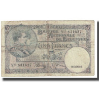 Billet, Belgique, 5 Francs, 1938, KM:108a, TB - 5 Francs