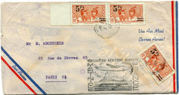 MARTINIQUE LETTRE PAR AVION AVEC CACHET "1ére LIAISON AERIENNE......MARTINIQUE FRANCE" DEPART FORT DE FRANCE 9-7-47..... - Cartas & Documentos