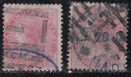 2 Diff Shade Eight Annas, 8as British East India Used 1865 -1868 Elephant Wmk, - 1854 East India Company Administration