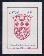 FRANCE : 1988 -TIMBRE DE GREVE LYON N° 43 ( MAURY ) RARE VARIETE LEGENDE DECALEE - Marken