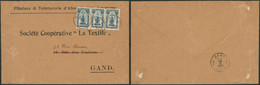 Perron De Liège En Bande De 3 (Strip) Sur L. "filature & Teinturerie D'Alost" (1920) > Gand - Brieven En Documenten