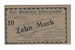 *germany Offizier  Kriegsgefangenen Lager  Graudenz  Lager F  10 Mark  05.08 - Otros & Sin Clasificación