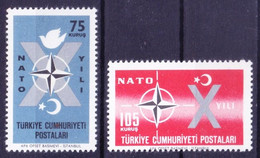 Turkey 1962 MNH 2v, NATO Emblem And Dove, Admission Of Turkey - OTAN