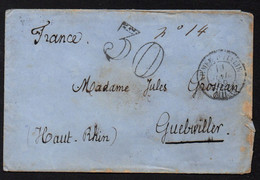 FRANCE - "ARMEE D'ITALIE / MILAN" / 19-7-1859 OBLITERATION & TAXE TAMPON 30 SUR ENVELOPPE POUR L'ALSACE  (ref 1610) - Bolli Militari (ante 1900)