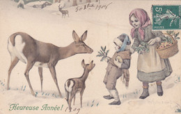 Cpa- Illustrateur Schubert - Enfants Avec Biche Et Faon - Edi M.M. Vienne  N°394 - Schubert