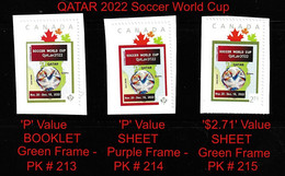 CANADA 2022 FIFA Soccer World Cup Football - CDN Set Of 3 Picture Postage Stamp - 3v MNH(**) - Lettres & Documents