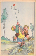 CPA - ILLUSTRATEUR SIGNE - KAREL LINKS - Trio D'enfants Cherchent à Retenir Un Cerf-volant - Links, K.L.