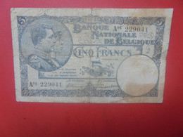 BELGIQUE 5 FRANCS 1925 Circuler (B.27) - 5 Francos