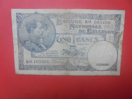 BELGIQUE 5 FRANCS 11-3-38 Circuler (B.27) - 5 Francs