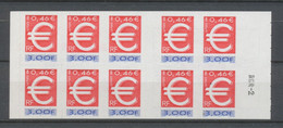 Carnet Timbre "EURO" N°3215-C1 B 3fr 0.46€ Colle Inversée H2621 - Ohne Zuordnung