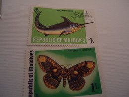 MALDIVES  MNH  STAMPS   BUTTERFLIES FISHES - Fossilien