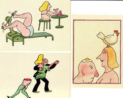 Tomi Ungerer , Lot De 17 Cartes Cartoon, Humour , érotique - Ungerer