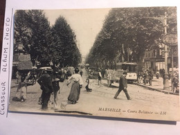 CPA 13 Marseille Cours Belsunce, Animée Tramway Attelage Enseigne Alcazar, Parfumerie, Coiffeur, éd LM, écrite - Canebière, Centre Ville