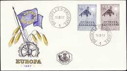 Belgique - Belgium - Belgien FDC3 1957 Y&T N°1025 à 1026 - Michel N°1070 à 1071 - EUROPA - 1951-1960