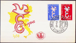 Belgique - Belgium - Belgien FDC5 1958 Y&T N°1064 à 1065 - Michel N°1117 à 1118 - EUROPA - 1951-1960