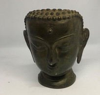 Sculpture Tête De Bouddha En Bronze - Brons