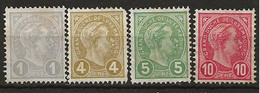 Luxembourg N° 69, 71, 72 & 73 Sans Gomme  (1895) - 1895 Adolphe Rechterzijde